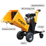 6'' Inch 420cc 15hp Pull Start Gas Powered 4-Wheels Wood Chipper Shredder Mulcher with Towbar/Stop W2089P218632