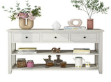 Console Table with Wood Frame and Legs, Sofa Table Entryway Table with 3 Drawers and 2 Open Shelves 19496319