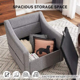 011-Linen Fabric 360&deg Swivel Accent Chair with Upholstered,One Back Pillow,Armrest with Rivets W527P190830