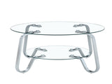 Minimalist style metal frame double-layer tempered glass coffee table, size 31.5 * 31.5 * 17.7 80572019