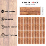 40Pcs Peel And Stick Floor Stickers, PVC Natural Wood Grain Look, Self Adhesive Removable And 99427858