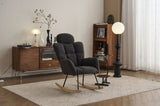 055-Teddy Fabric Upholstered Nursery Rocking Glider Chair Modern Accent Armchair Padded Seat with W527P228311