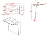 Modern Wall-Mounted Solid Surface Pedestal Sink, One-Piece Floating Bathroom Vessel Sink with Hidden W2753P478789