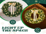 48in Pre-lit Christmas Wreath, Lighted Artificial Xmas Wreath with 150 Warm White Lights and 450 PVC 97763333