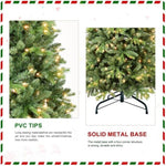 ZUN 9Ft Pre-Lit Slim Christmas Tree, Green, Fir Xmas 'Feel Real' Artificial Tree, White Lights, Metal W1773P203630