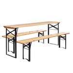 ZUN Picnic Combo 3PCS Set, 5.8FT Wood Table and Bench Set 54211834