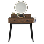 ZUN Vanity Set with Touch Screen Lighted Mirror, Makeup Table with Cushioned Stool, 4 Drawers, Rustic 43837694