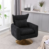 Classic Mid-Century 360-degree Swivel Accent Chair, Black Linen W1361104584