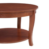 Traditional Round Coffee with Open Storage Shelf,2-Tier Storage Wood Center Circle Accent W1693P216929