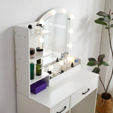 ZUN Vanity desk set including table with large lighted mirror,3 color lighting modes adjustable 26115055