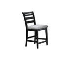 ZUN Modern 2pc Counter Height Dining Chairs Black Color Ladder Back Frame Upholstered Cushion Seat Solid B011P218340