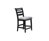 ZUN Modern 2pc Counter Height Dining Chairs Black Color Ladder Back Frame Upholstered Cushion Seat Solid B011P218340