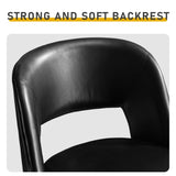 2 Pcs Black PU Swivel Bar Stools with Open Backrest & Metal Legs 03553805