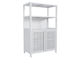 White bamboo storage cabinet, separate bathroom cabinet with 2 doors, floor cabinet organizer for W2207P308780