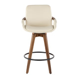 Cosmo Mid-Century Counter Stool in Walnut and Cream Faux Leather by LumiSource B202P222362