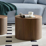 ZUN MDF nested table set 2 pieces, handcrafted round coffee table in living/lounge area, walnut color W2085P231698