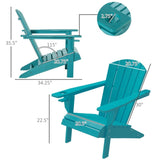 HDPE All-Weather Outdoor Adirondack Chair with Cup Holder, Fire Pit Chair for Backyard, Deck, Lawn, W2225142497