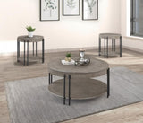 1pc Contemporary Round Coffee Table with Storage Shelf Black Brown Tan / Beige Finish Living Room B011P245444