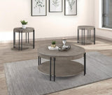 ZUN 1pc Contemporary Round Coffee Table with Storage Shelf Black Brown Tan / Beige Finish Living Room B011P245444