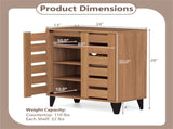 24" Farmhouse Shoe Cabinet with 2 Louvered Doors - 4-Tier Shelves, 3 Adjustable Layers 29651966