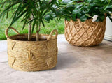 12" Round Bulrush Basket Planter 49265953