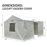 12'x14' Gazebo Cover for Hardtop Gazebos, Outdoor Universal Winter Gazebo Cover with Sidewalls and W1859P227828
