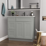 36 in. W x 21 in. D x 34.5 in. H in Shaker Grey Plywood Ready to Assemble Floor Vanity Sink Base T3210P282882