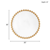 ZUN Beaded Round Wall Mirror 36"D B03599273