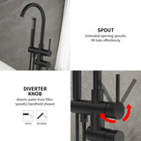 Floor Mount Bathtub Faucet Freestanding Tub Filler Matte Black Standing High Flow Shower Faucets T3177P277532