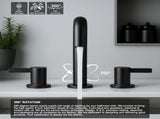 8-Inch Widespread Lavatory Faucet, 2-Handle 3-Hole with 360&deg Spout Vanity and Pop-Up Drain, Matte 72748594