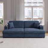 86.5" Oversized Loveseat Chaise Lounge Sectional Sofa Bed Corduroy Sleeper Sofa with USB Ports , N719P232602C