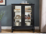 Curio Cabinet with Tempered Glass Doors, Lighted Display Cabinet with Mirrored Back Panel & 39908400