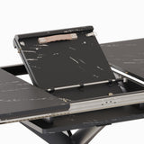 62.4" Extendable 78.15"Very large Black Dining Table Modern Mid-Century Kitchen Table Set for Dining 73934119