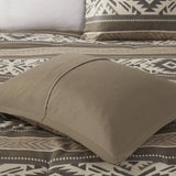 5 Piece Stripe Herringbone Comforter Set with Throw Pillows Brown Full/Queen B035P266667