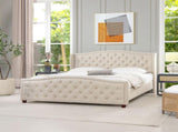 Fontana Wingback Upholstered Platform Bed Frame, King, Sky Neutral Beige Polyester B2719P238226
