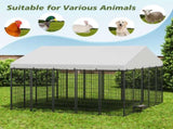Large Dog Kennel Outdoor Pet Pens Dogs Run Enclosure Animal Hutch Metal Coop Fence with Roof Cover. W1820P378147