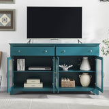65" TV Console, Storage Buffet Cabinet, Sideboard with Glass Door and Adjustable Shelves, Console W965P146219