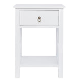 Nightstands Set of 2, Modern End Table Side Table with 1 Drawer and Storage Shelf, White 43509847
