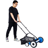 20-Inch 5-Blade Push Reel Lawn Mower with Grass Catcher, 4 WHEELS BLUE COLOR 63959665