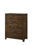 ZUN 1pc Rustic Industrial Style Brown Five Drawer Chest Bedroom Solid Wood Wooden Furniture B011P234683