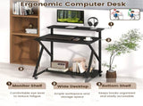 Black Rolling Computer Desk with Power Strip 32" Mobile Office Desk with Monitor Stand 36811141