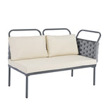 ZUN 5-Piece Modern Patio Sectional Sofa Set Outdoor Woven Rope Furniture Set with Glass Table and 20426413