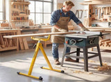 2-Pack Heavy Duty Metal Folding Roller Stand with Edge Guides Portable Woodworking Support - Yellow 48507595
