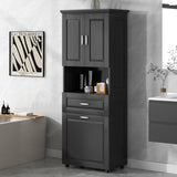 Tall Bathroom Cabinet with Laundry Basket, Large Space Tilt-Out Laundry Hamper and Upper WF323481AAB