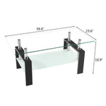 ZUN Arc Shaped Two Tiers Tempered Glass Coffee Table 58251189