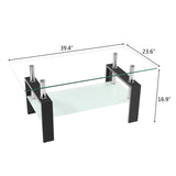 ZUN Arc Shaped Two Tiers Tempered Glass Coffee Table 58251189