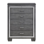 ZUN Modern Bedroom Gray Finish 1pc Chest of 5x Dovetail Drawers Beveled Mirror Trim Wooden Furniture B011P178527