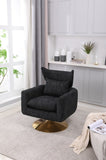 Classic Mid-Century 360-degree Swivel Accent Chair, Black Linen W1361104584