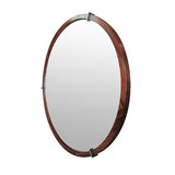 ZUN Hausen 31.5" Mid-Century Modern Round Accent Wall Mirror, Brown Walnut Wood & Veneer B2719P246002