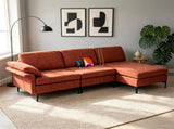 Modular L-Shaped Sectional Sofa, 95 Inch Multi-Functional Linen Fabric Couch with AC & USB Charging 71326154